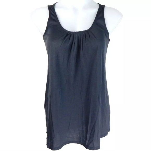Eileen Fisher Gray Pleated Scoop Neck Tank - Picture 1 of 4